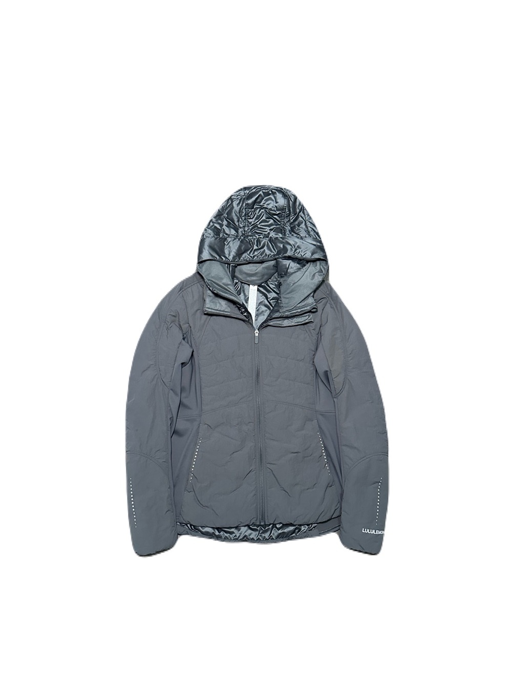 Lululemon Women's Gray Another Mile Quilted Hooded Full Zip Jacket Size 12